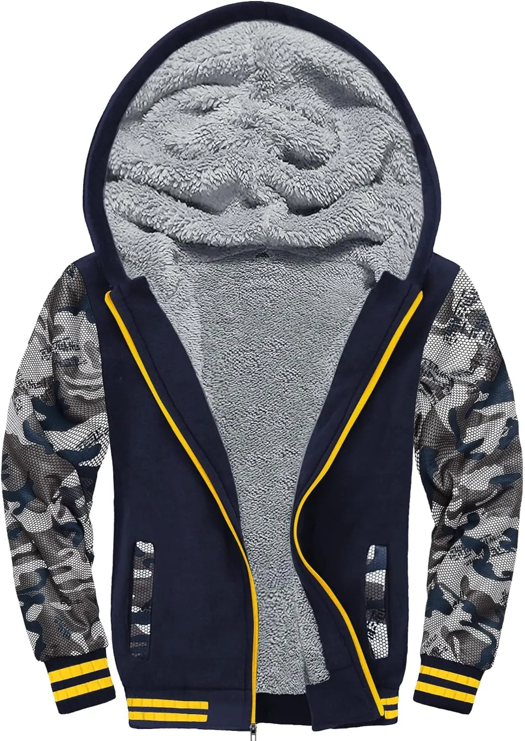 V VALANCH Boys Hoodie Full Zip Up Fleece Kids Sherpa Lined Sweatshirt Winter Soft Warm Jacket
