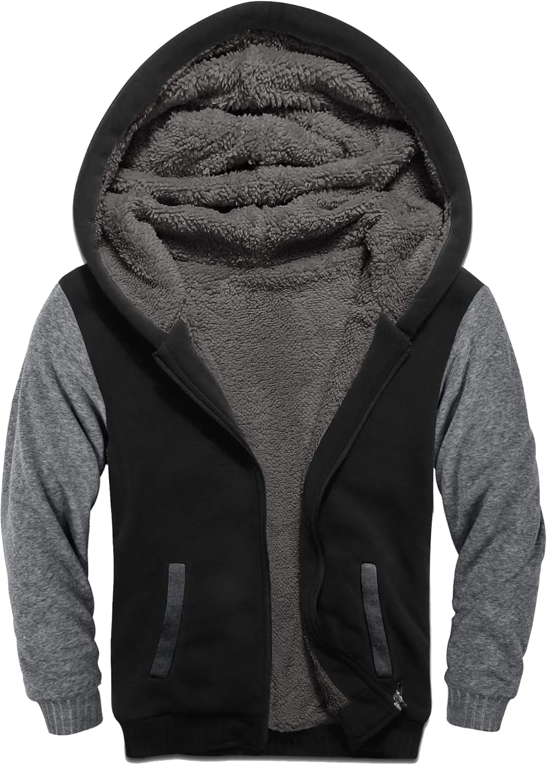 V VALANCH Boys Hoodie Full Zip Up Fleece Kids Sherpa Lined Sweatshirt Winter Soft Warm Jacket