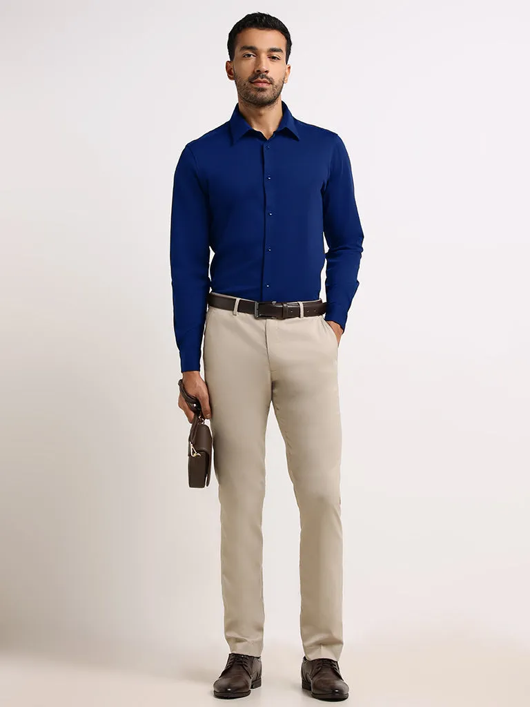WES Formals Navy Slim-Fit Shirt