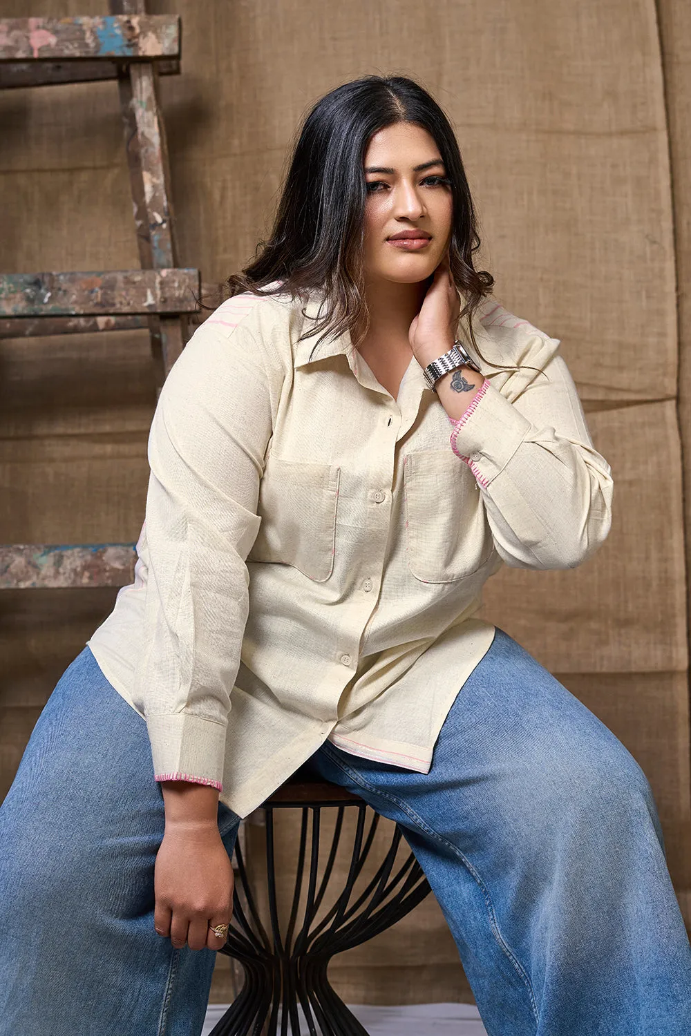 White stylish long shirt for women