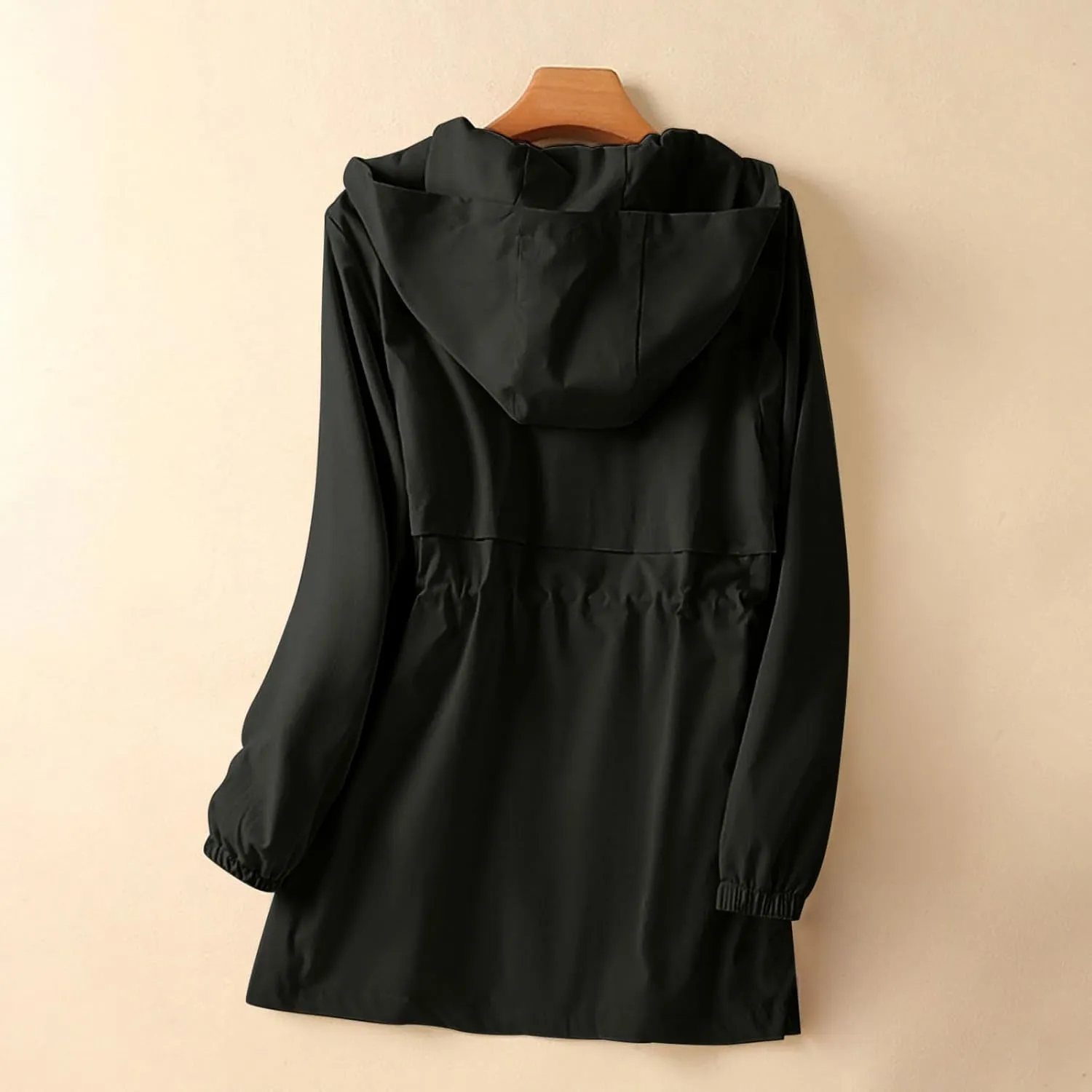 Windbreaker Jackets for Women Windproof Plus Size Casual Hoodie Coat Waterproof Trench Hiking Outdoor Raincoat
