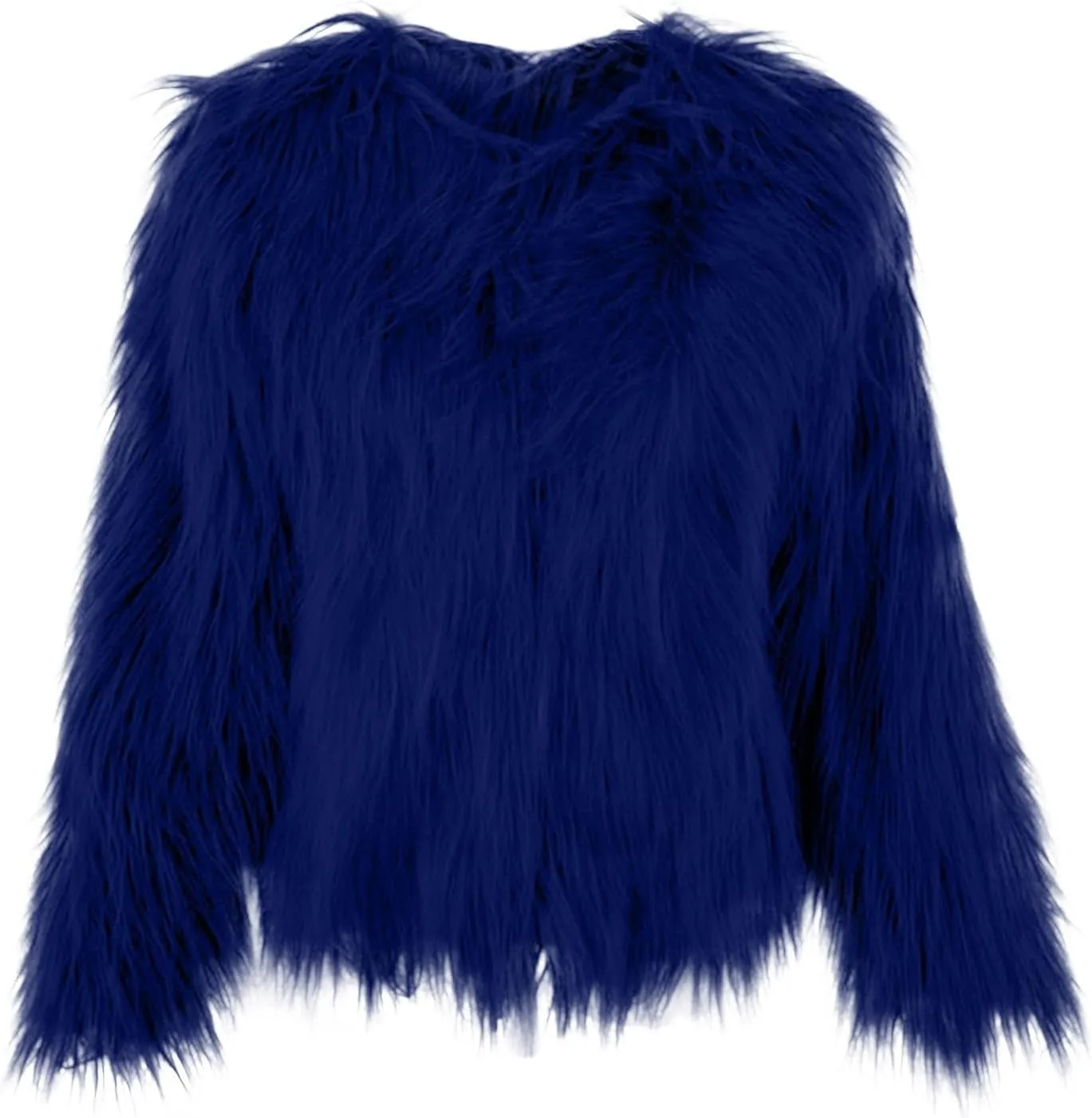 Winter Fuzzy Coats for Women Open Front Faux Fur Fluffy Soft Cardigan Long Sleeve Outwear Vintage Parka Shaggy Jacket