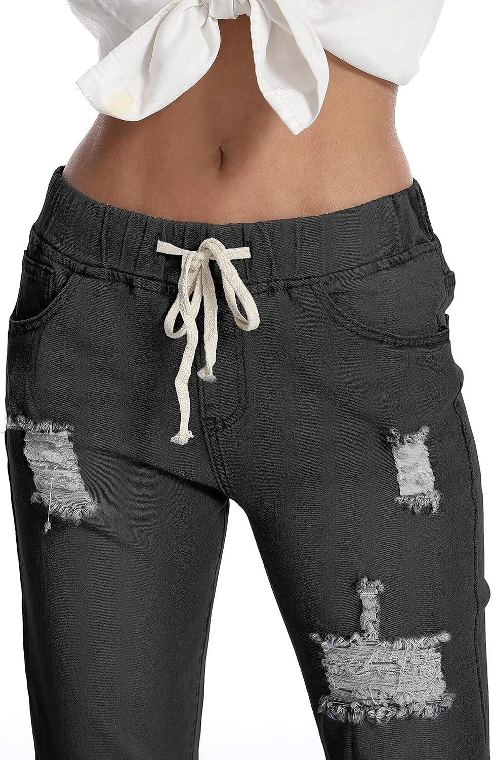 Women's Ripped Jeans High Waist Stretch Skinny Jean Destroyed Denim Plus Size Pants for Women