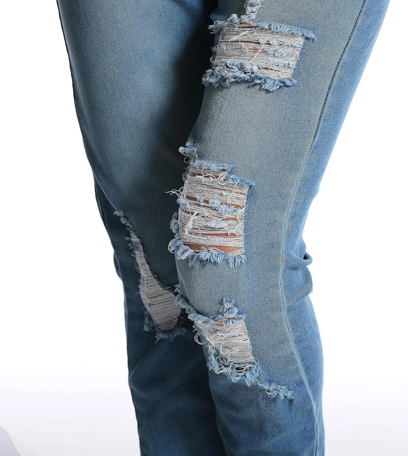 Women's Ripped Jeans High Waist Stretch Skinny Jean Destroyed Denim Plus Size Pants for Women