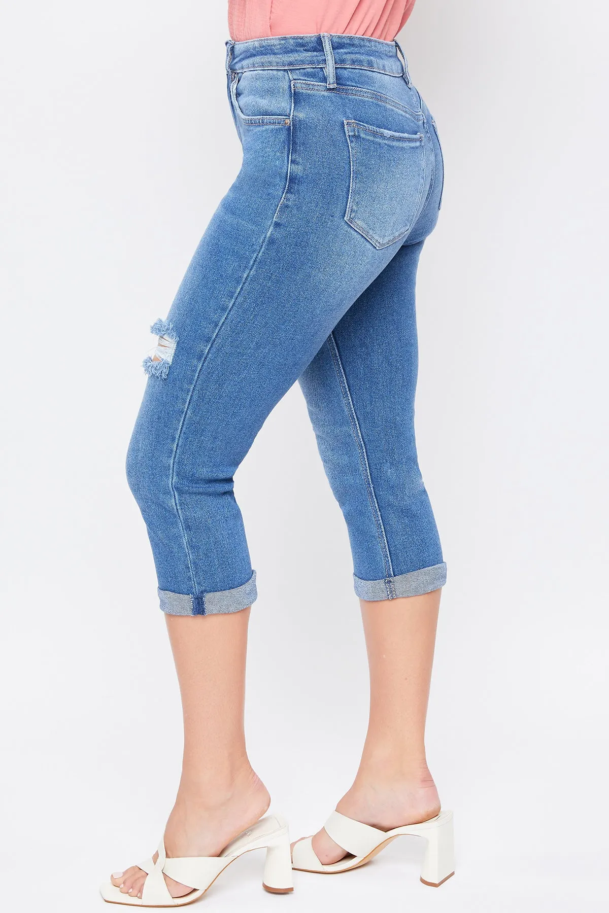 Women´s Vintage High Rise Rolled Cuff Capri Jean-Distressed