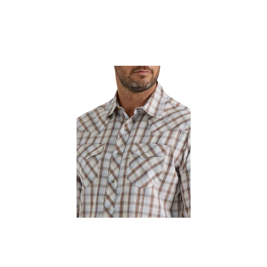 Wrangler Men's Fashion Snap Plaid Brown Shirt