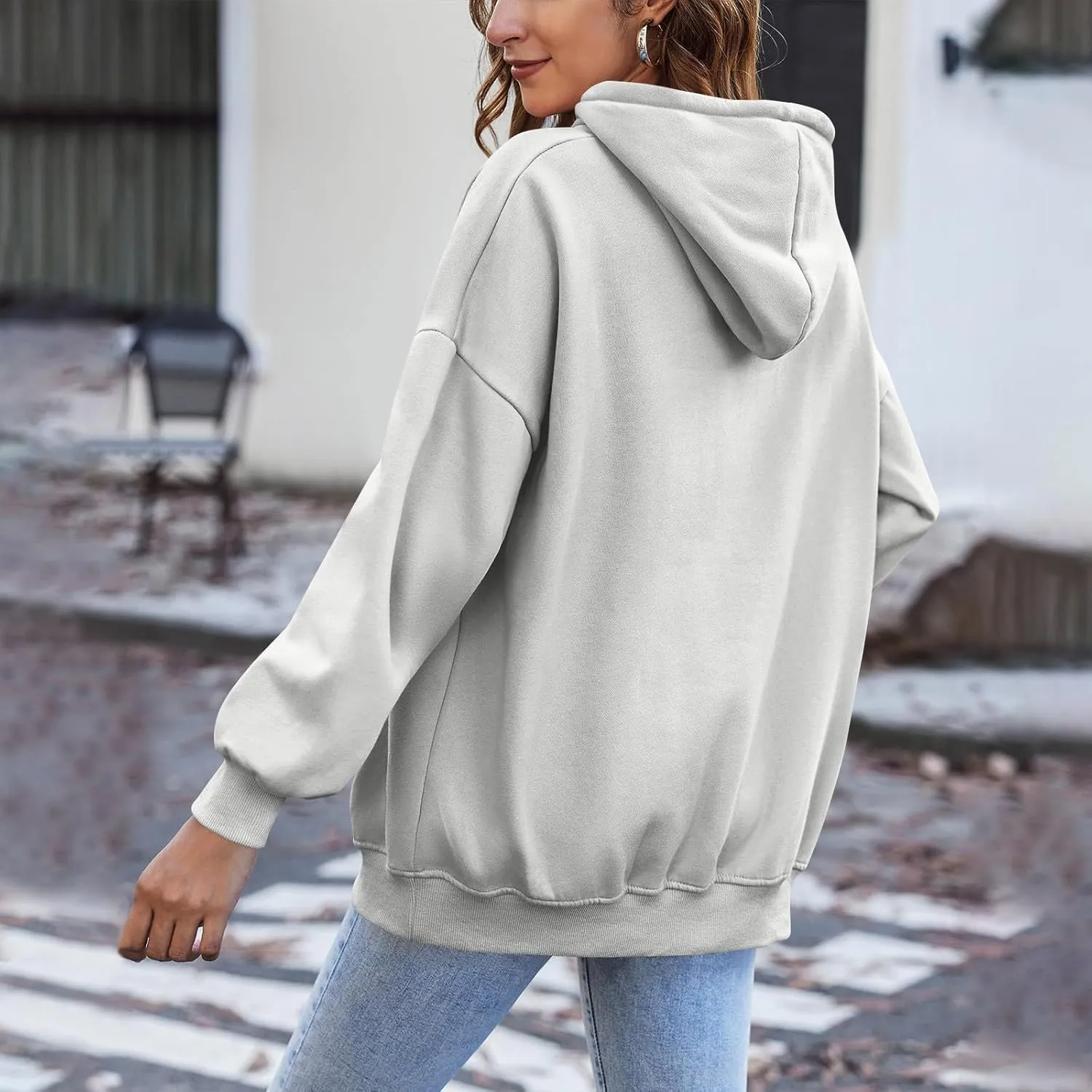 Zip Up Hoodie Women Casual Light Weight Warm Fleece Winter Jackets Y2k Tunic Oversized Full Zip Hoodies with Zipper