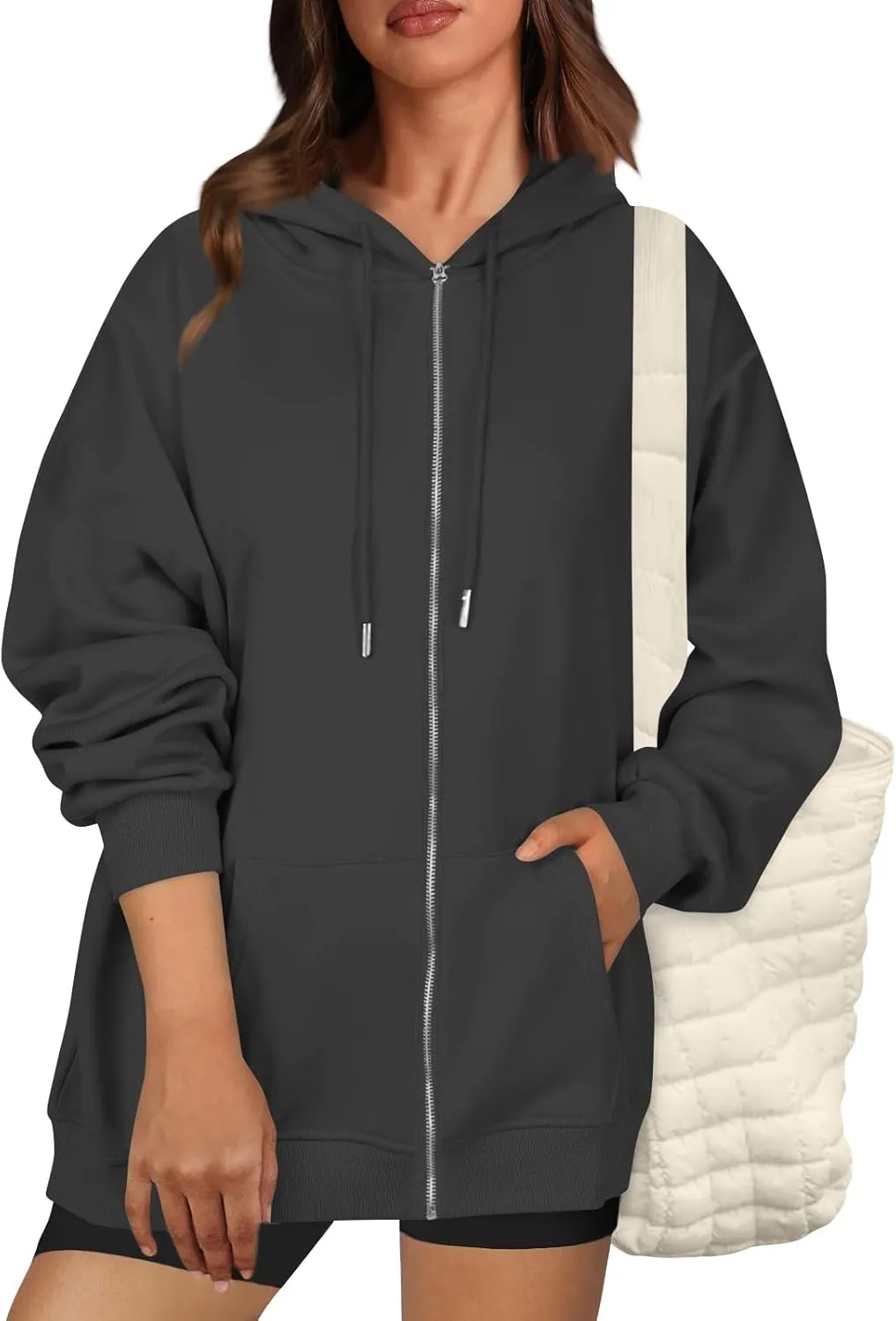 Zip Up Hoodie Women Casual Light Weight Warm Fleece Winter Jackets Y2k Tunic Oversized Full Zip Hoodies with Zipper