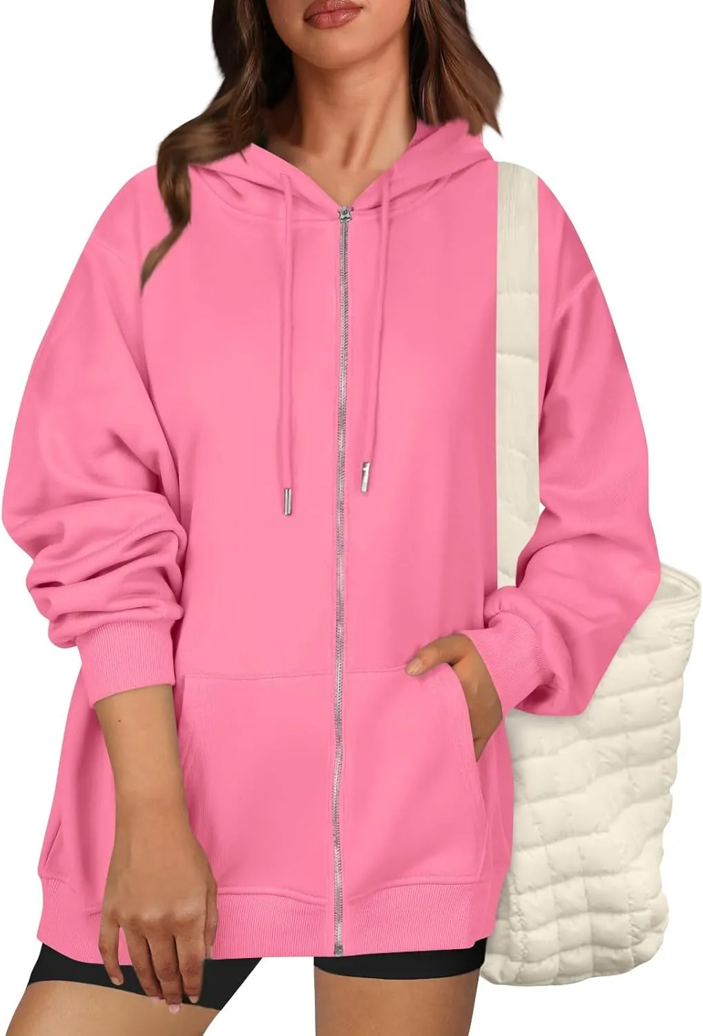 Zip Up Hoodie Women Casual Light Weight Warm Fleece Winter Jackets Y2k Tunic Oversized Full Zip Hoodies with Zipper