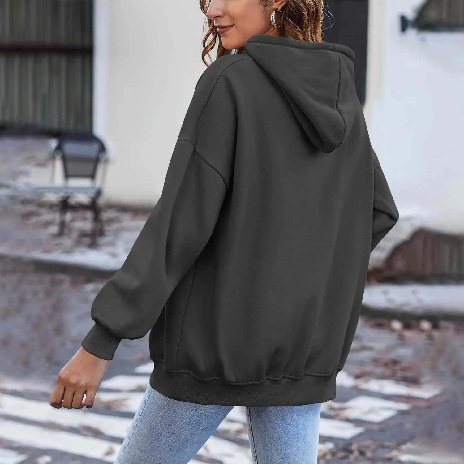Zip Up Hoodie Women Casual Light Weight Warm Fleece Winter Jackets Y2k Tunic Oversized Full Zip Hoodies with Zipper