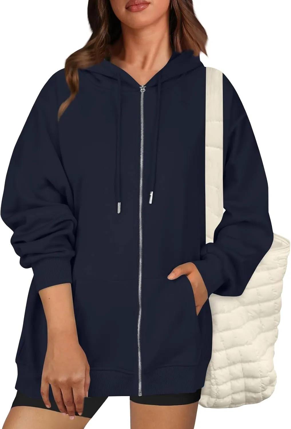 Zip Up Hoodie Women Casual Light Weight Warm Fleece Winter Jackets Y2k Tunic Oversized Full Zip Hoodies with Zipper