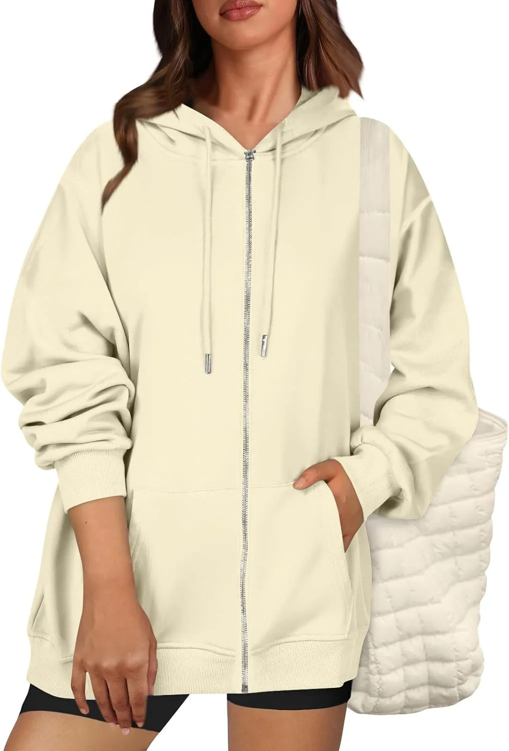 Zip Up Hoodie Women Casual Light Weight Warm Fleece Winter Jackets Y2k Tunic Oversized Full Zip Hoodies with Zipper