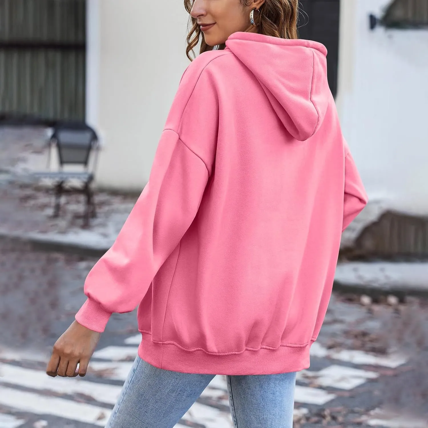 Zip Up Hoodie Women Casual Light Weight Warm Fleece Winter Jackets Y2k Tunic Oversized Full Zip Hoodies with Zipper