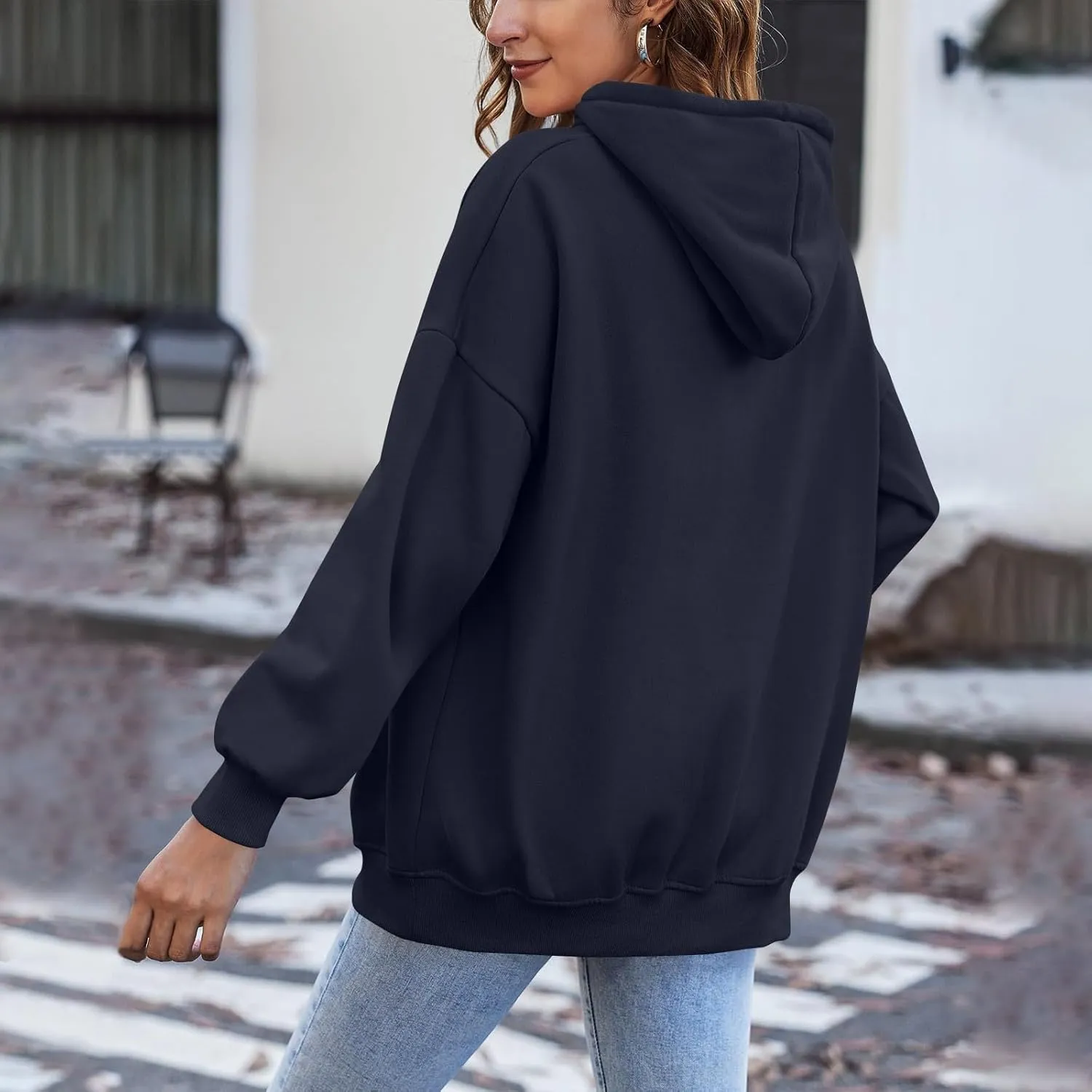 Zip Up Hoodie Women Casual Light Weight Warm Fleece Winter Jackets Y2k Tunic Oversized Full Zip Hoodies with Zipper