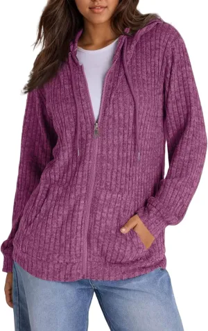 Zip Up Hoodie Women Trendy Winter Preppy Oversized Sweatshirt Drawstring Comfrt Zipper Soft Cute Hoodies Y2k